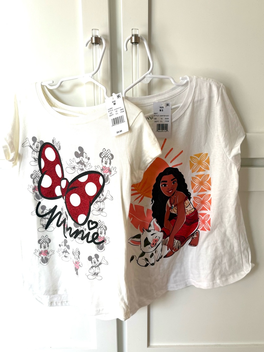 NWT-Set of 2 Kids Disney Tees-Moana & Minnie-Kids Size Medium